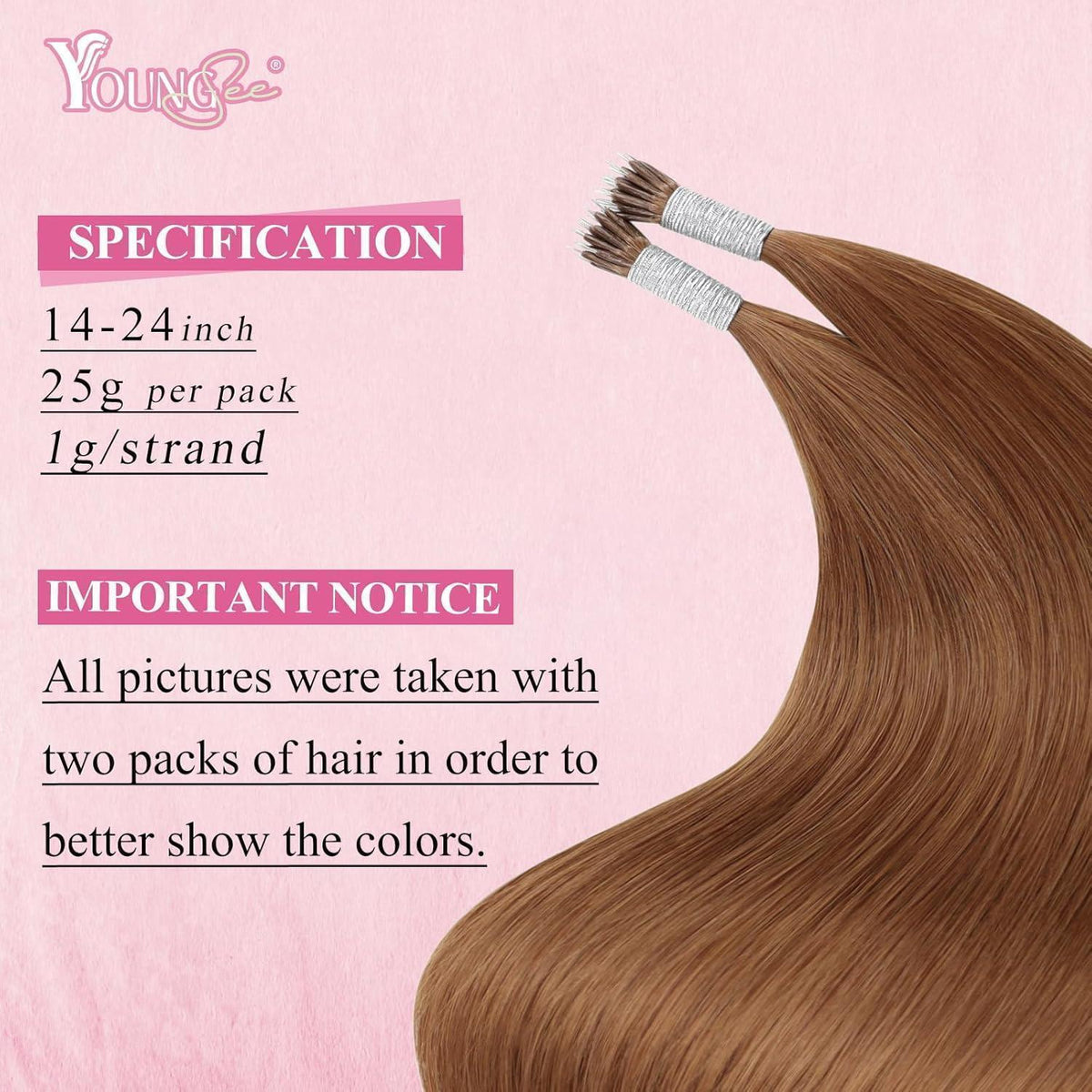 Echthaar Nano Ring Extensions Kupfer 60cm – Remy Haarverlängerung