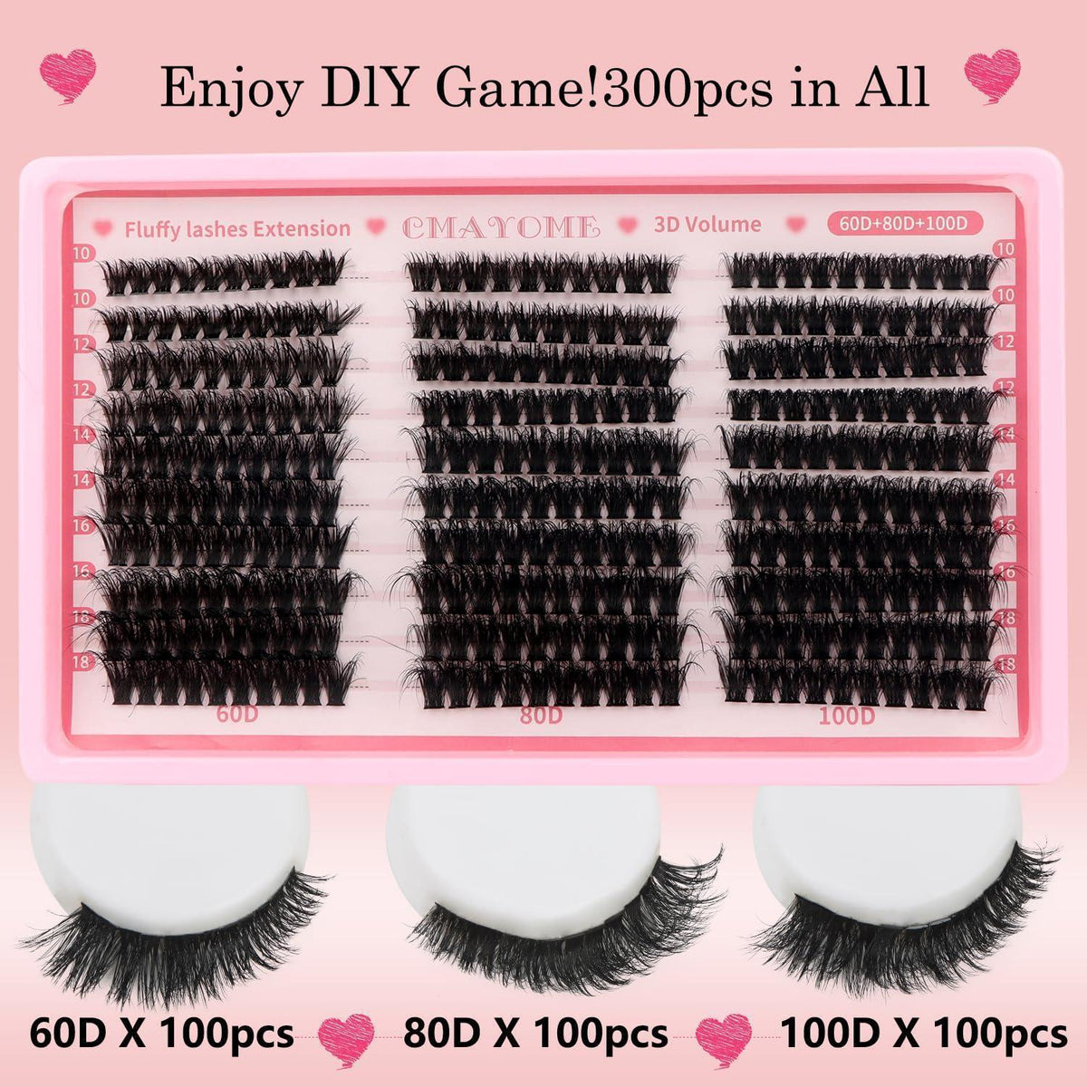 Wimpern Extensions Set 300 Stück – Voluminöse Lash Clusters 10-18mm