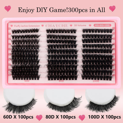 Wimpern Extensions Set 300 Stück – Voluminöse Lash Clusters 10-18mm