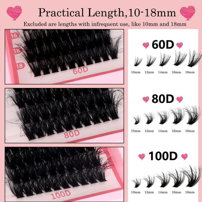 Wimpern Extensions Set 300 Stück – Voluminöse Lash Clusters 10-18mm