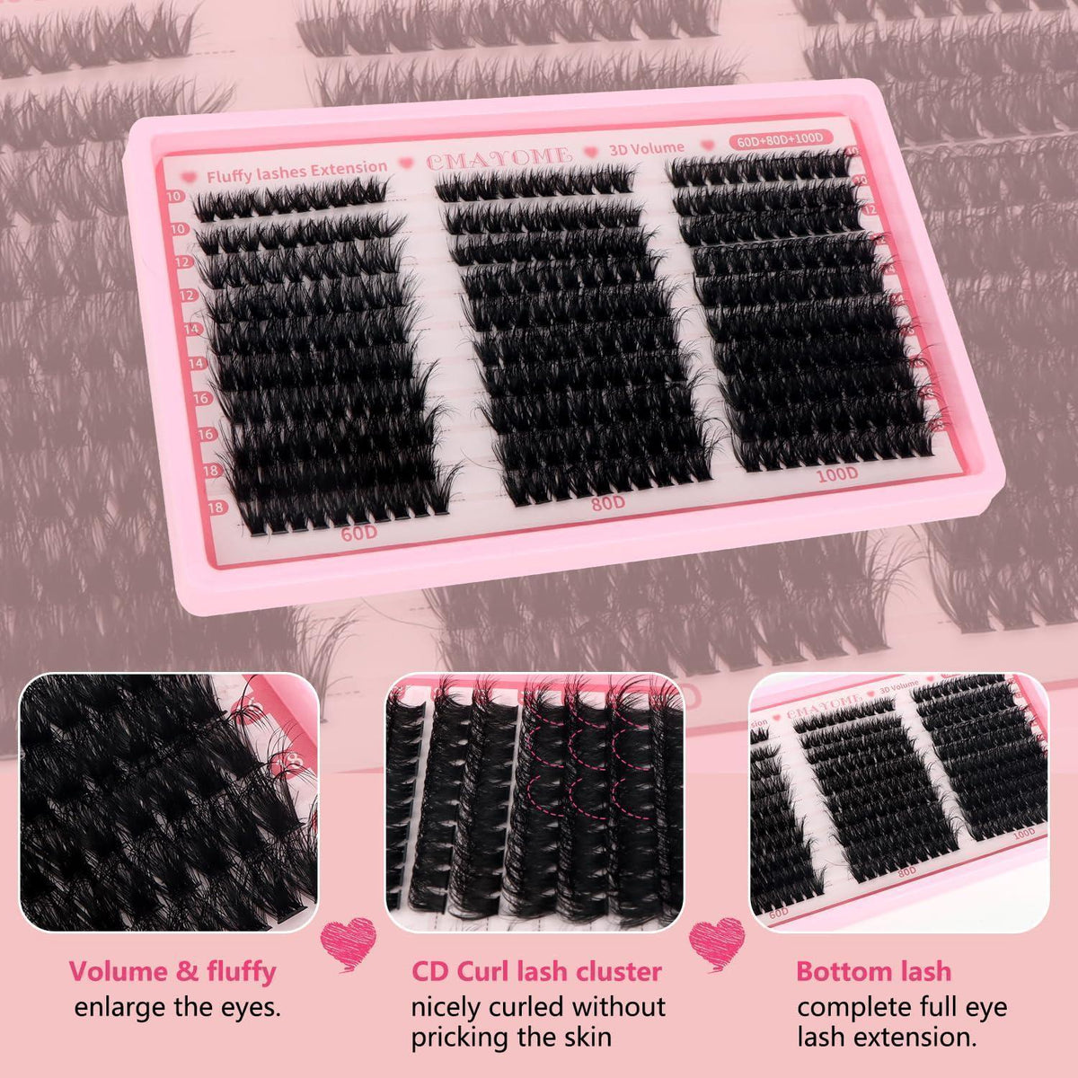 Wimpern Extensions Set 300 Stück – Voluminöse Lash Clusters 10-18mm