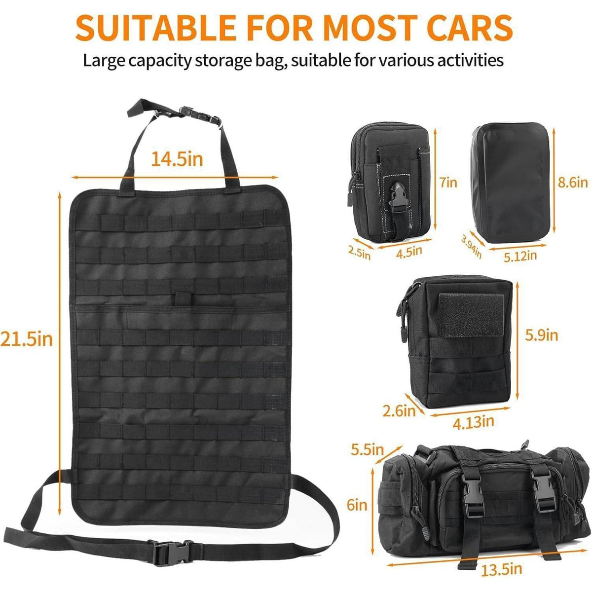 Taktischer Autositz-Organizer mit Molle-Taschen für Fahrzeuge