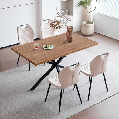 Esszimmer-Set 140cm | Quadratischer Tisch + 4 Leinenstühle