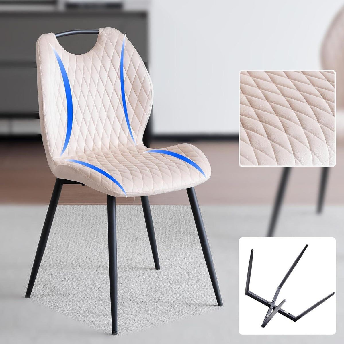 Esszimmer-Set 140cm | Quadratischer Tisch + 4 Leinenstühle
