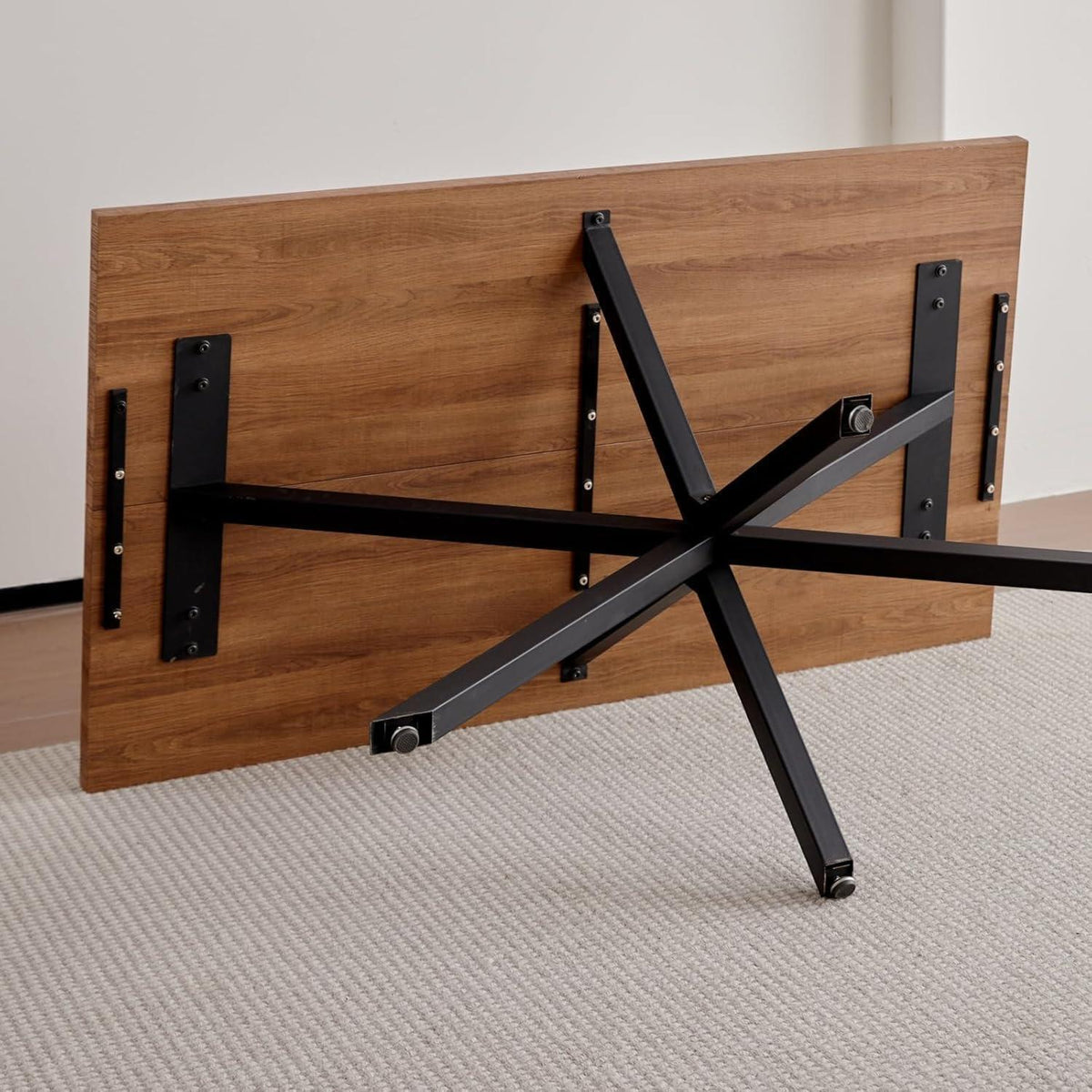 Esszimmer-Set 140cm | Quadratischer Tisch + 4 Leinenstühle