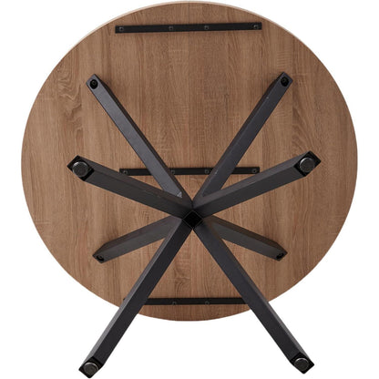 Rundes Esszimmer-Set Dunkle Holzmaserung & Schwarz