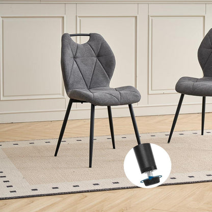 Rundes Esszimmer-Set mit 4 Leinenstühlen (Hellgrau + Grau)