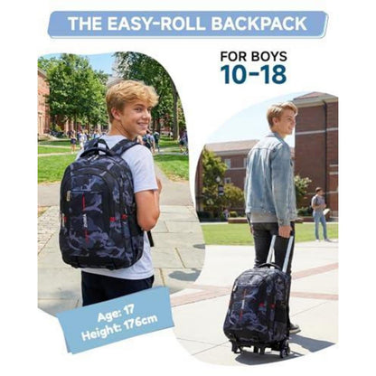 Schultrolley Rucksack Jungen Abnehmbar 6 Räder Tarnmuster 15,6"