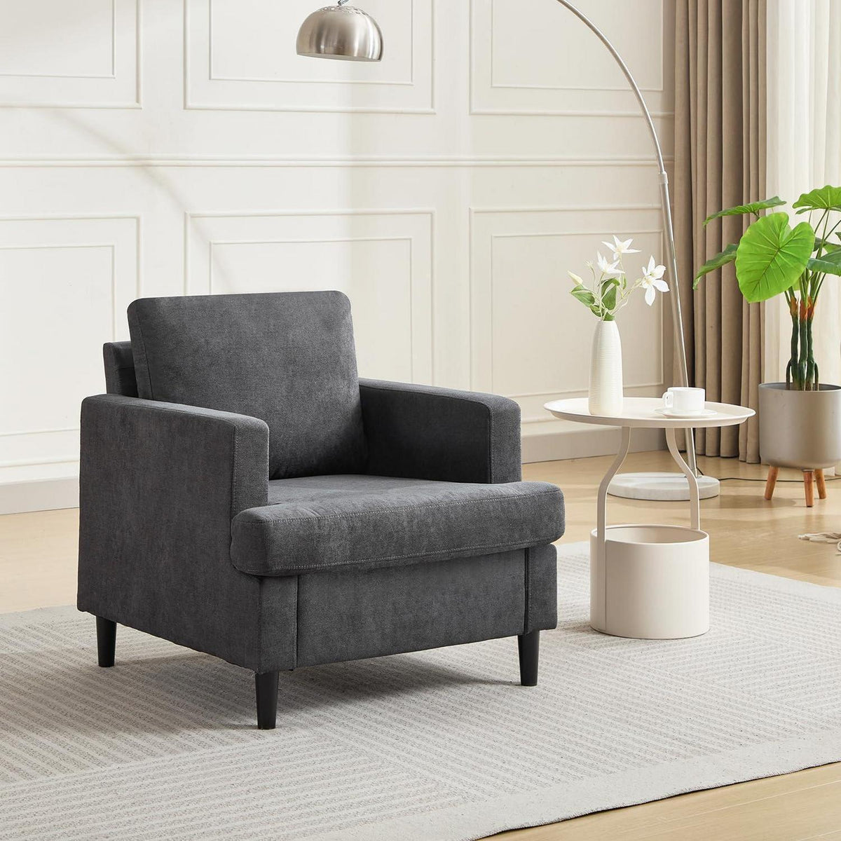 Übergroßer Leinen-Akzentstuhl – Modernes Wohnzimmer & Büro