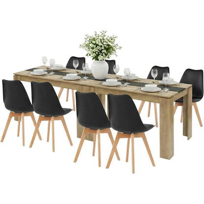 Esszimmergruppe für 8 Personen – Holztisch & 8 Stühle