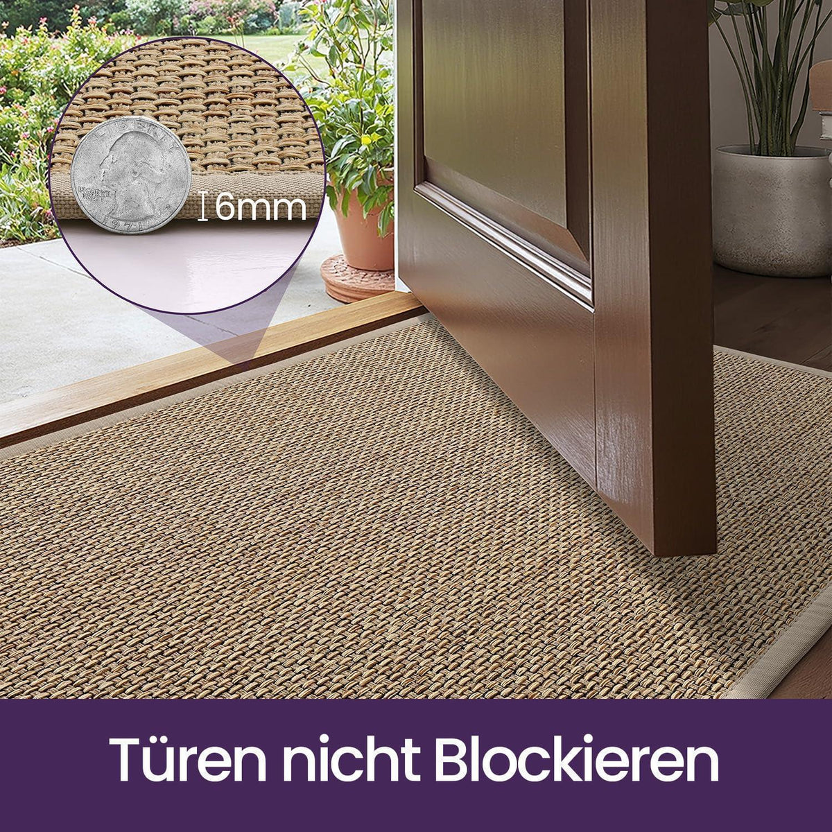Fußmatte Innen rutschfest 120 x 180 cm, Beige
