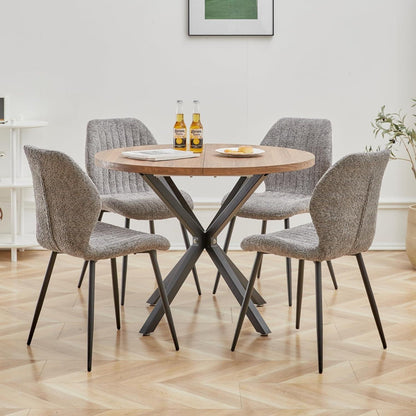 6er Set Esszimmerstühle Grau, Moderne Polsterstühle mit Streifenmuster