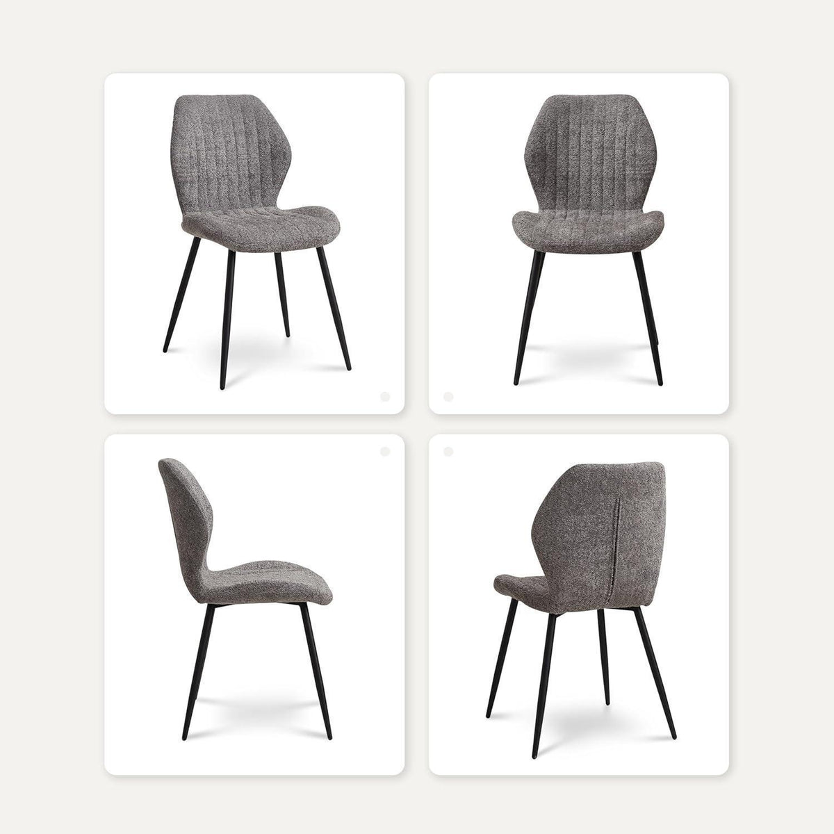 6er Set Esszimmerstühle Grau, Moderne Polsterstühle mit Streifenmuster