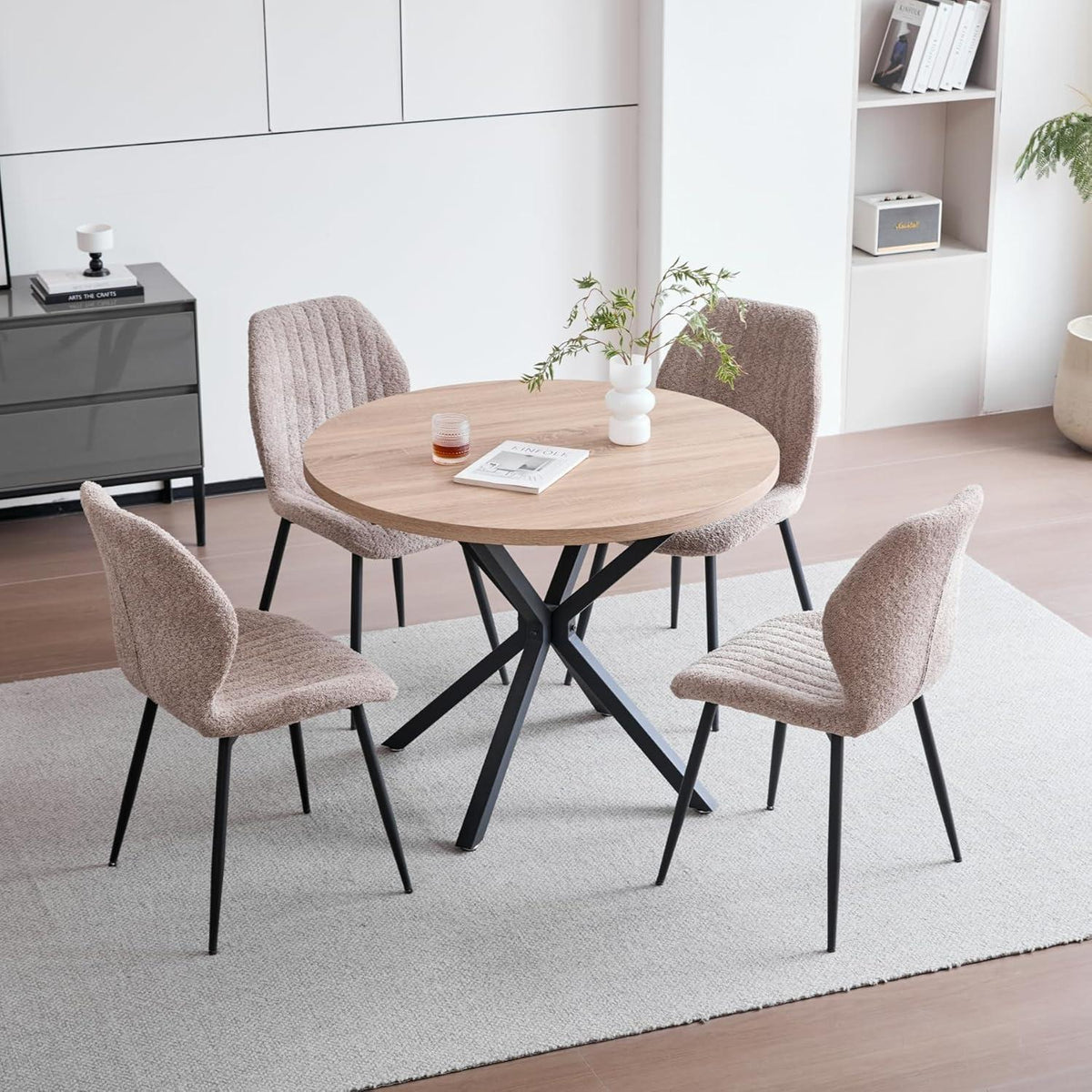 6er Set Esszimmerstühle Modern Braun mit Streifenmuster