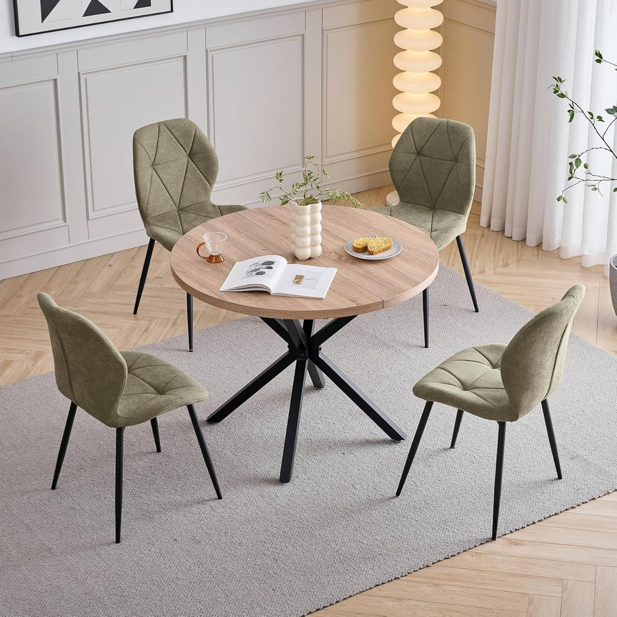 6er-Set Esszimmerstühle Grün, Modern & Gepolstert