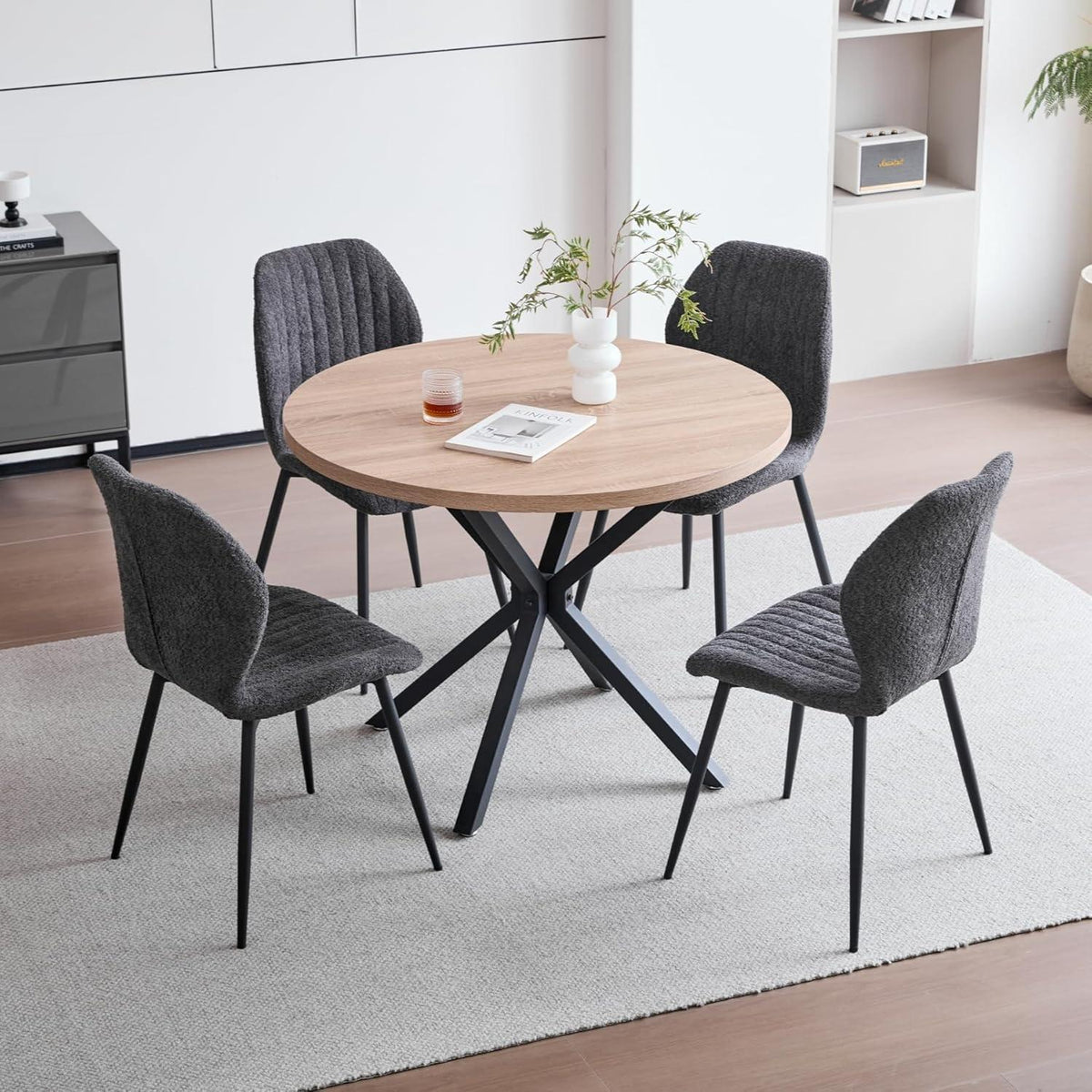 8er Set Esszimmerstühle Modern Schwarz Streifenmuster