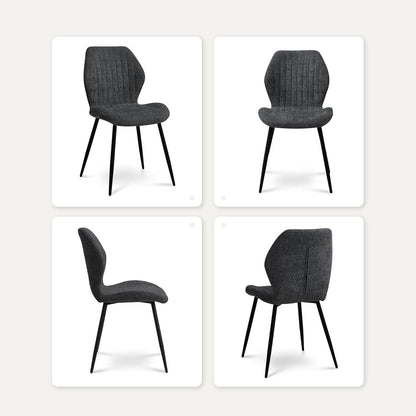 8er Set Esszimmerstühle Modern Schwarz Streifenmuster