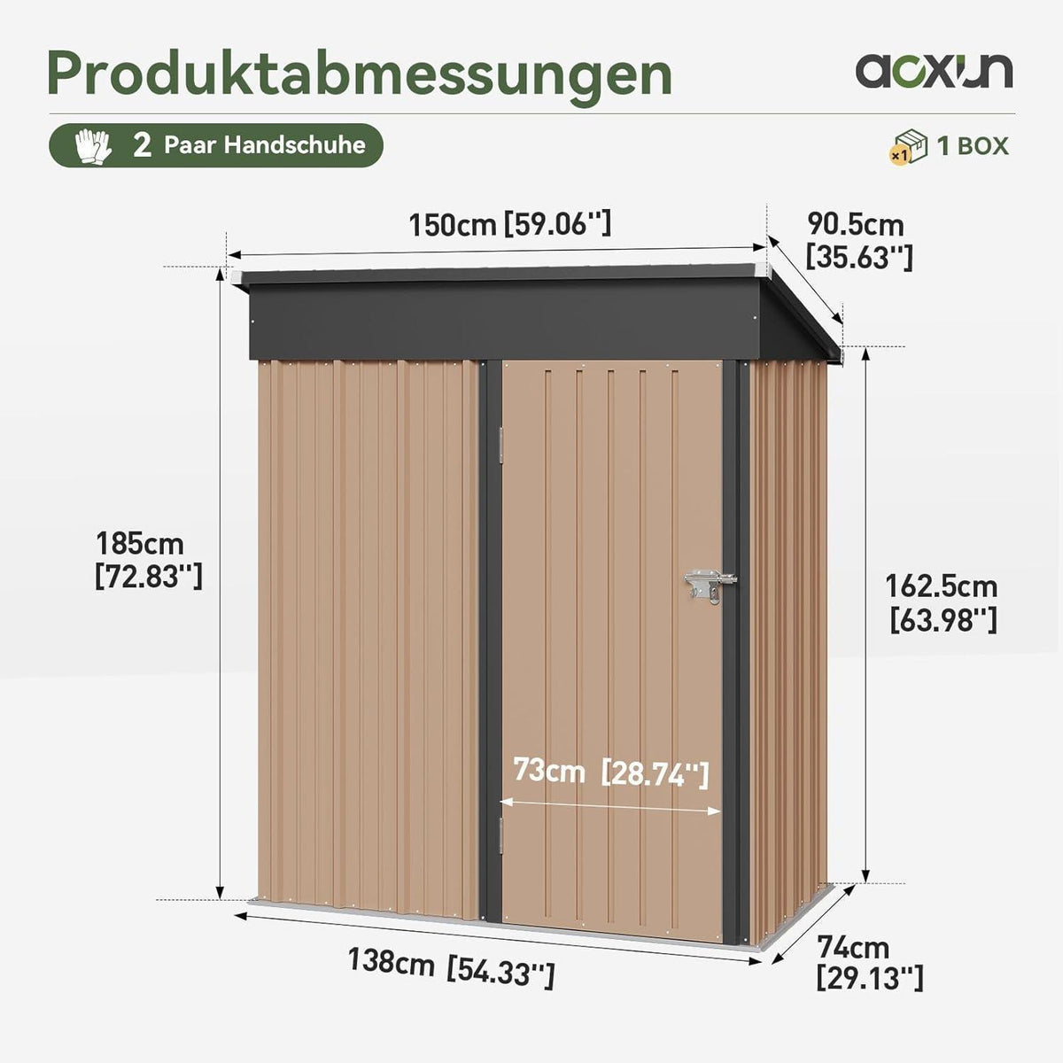 Gartenhaus 5x3 ft mit Standfuß – Wetterfester Geräte- & Fahrradschuppen