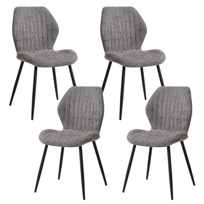 Moderner Esszimmerstuhl Set Grau – 4er Pack mit Streifenmuster