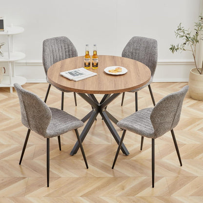 Moderner Esszimmerstuhl Set Grau – 4er Pack mit Streifenmuster
