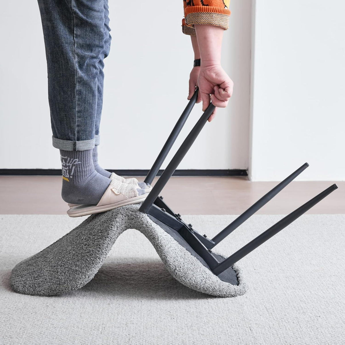 Moderner Esszimmerstuhl Set Grau – 4er Pack mit Streifenmuster