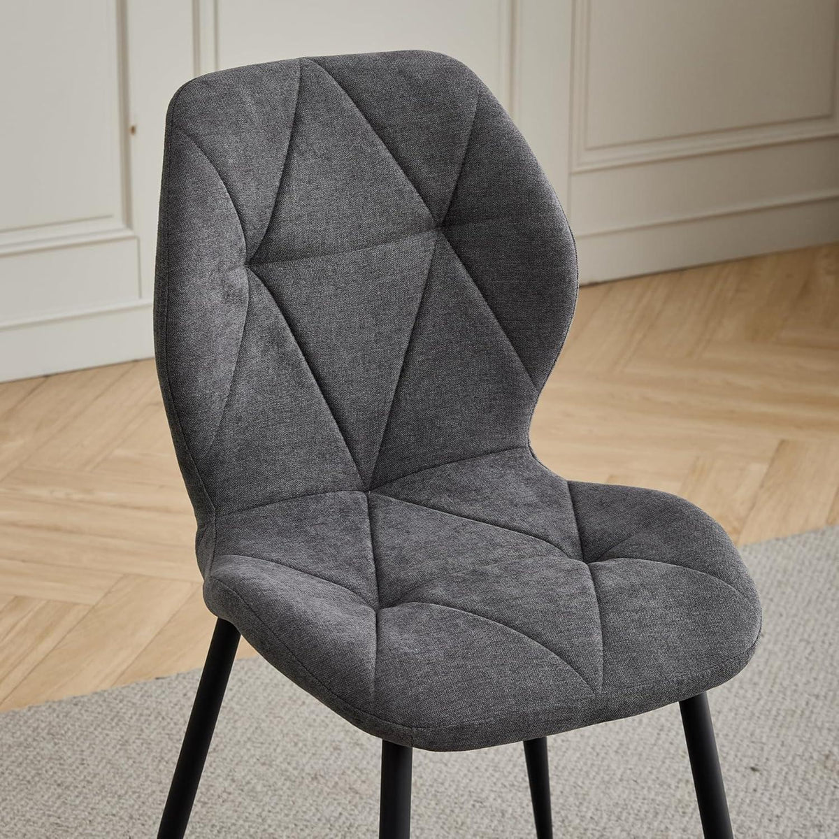 Moderner Esszimmerstuhl Set 6er – Gepolstert, Dunkelgrau