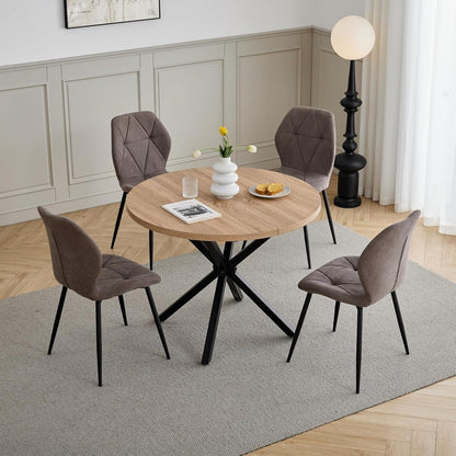 6er-Set Esszimmerstühle Modern Braun Gepolstert mit Rautenmuster