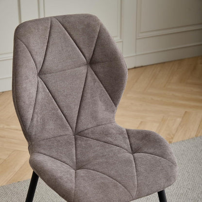 6er-Set Esszimmerstühle Modern Braun Gepolstert mit Rautenmuster