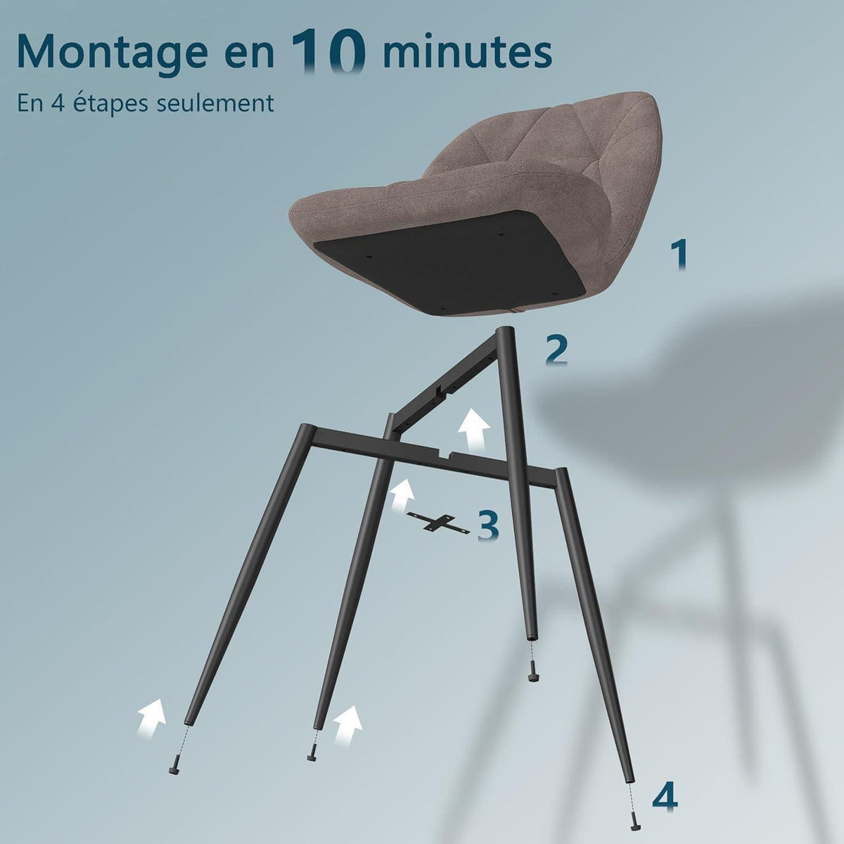 6er-Set Esszimmerstühle Modern Braun Gepolstert mit Rautenmuster