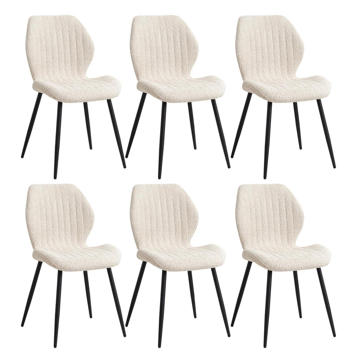 6er Set Esszimmerstühle Modern Beige Streifenmuster