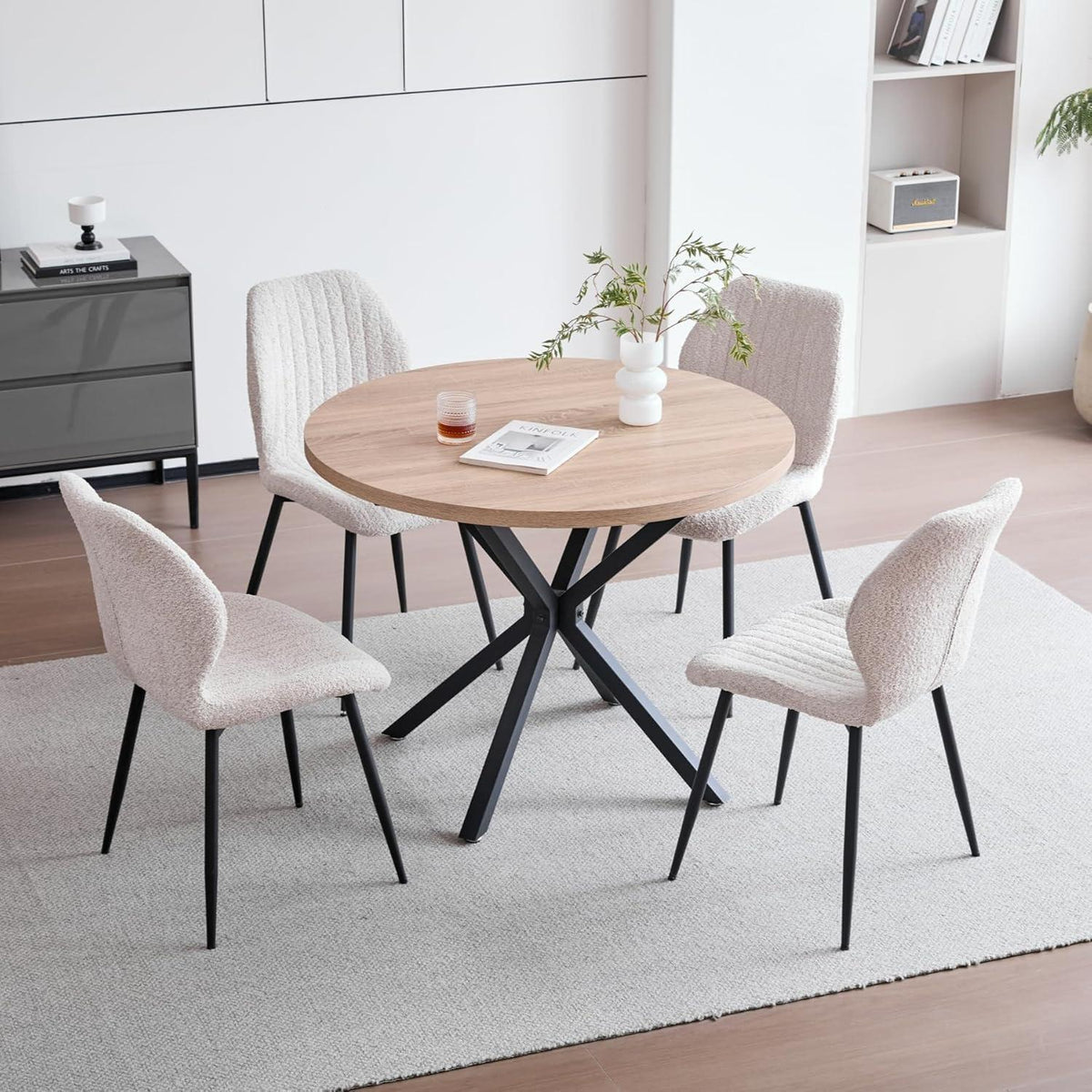 6er Set Esszimmerstühle Modern Beige Streifenmuster