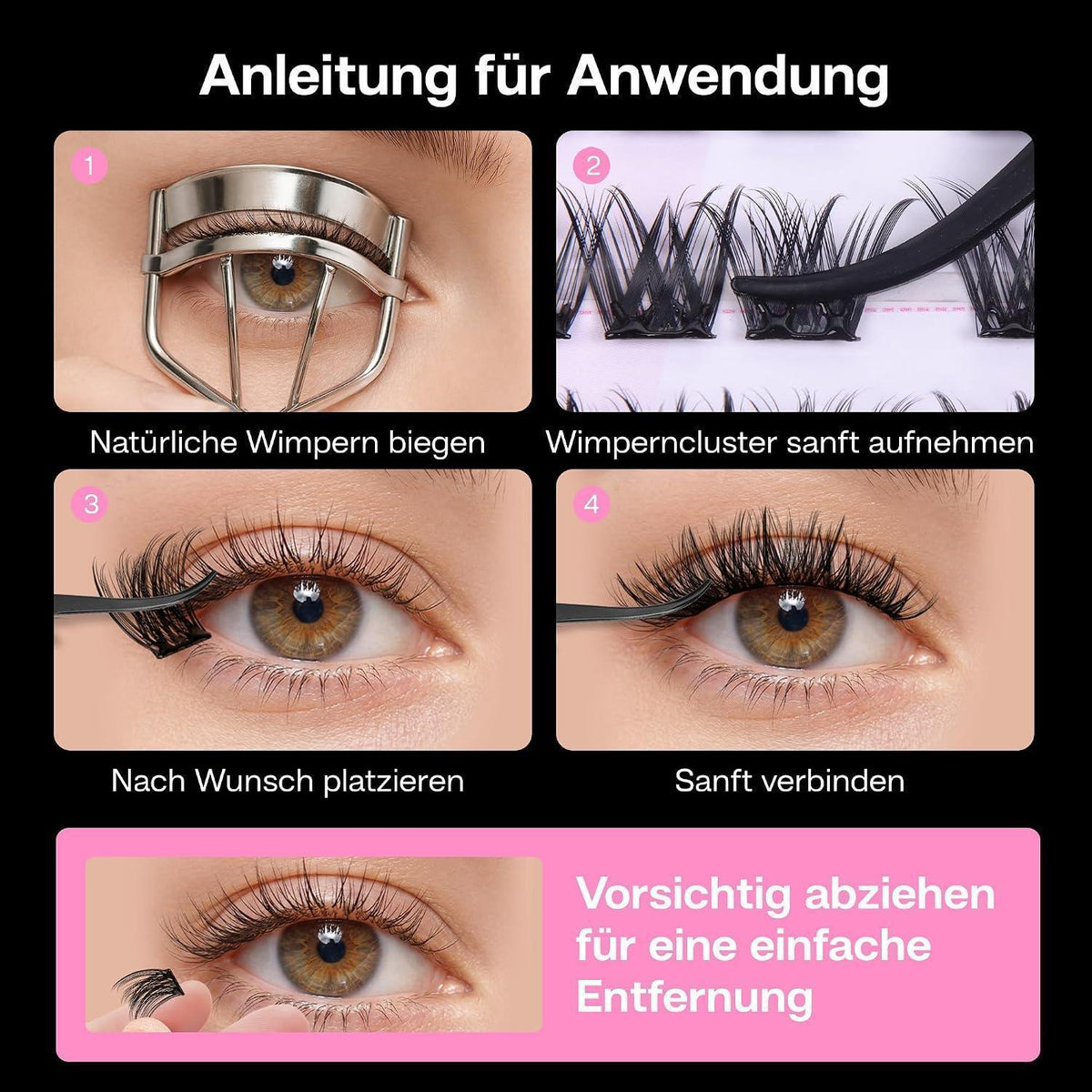 Selbstklebende Wimpern Extensions D Curl Wispy – Wiederverwendbar & Ohne Kleber