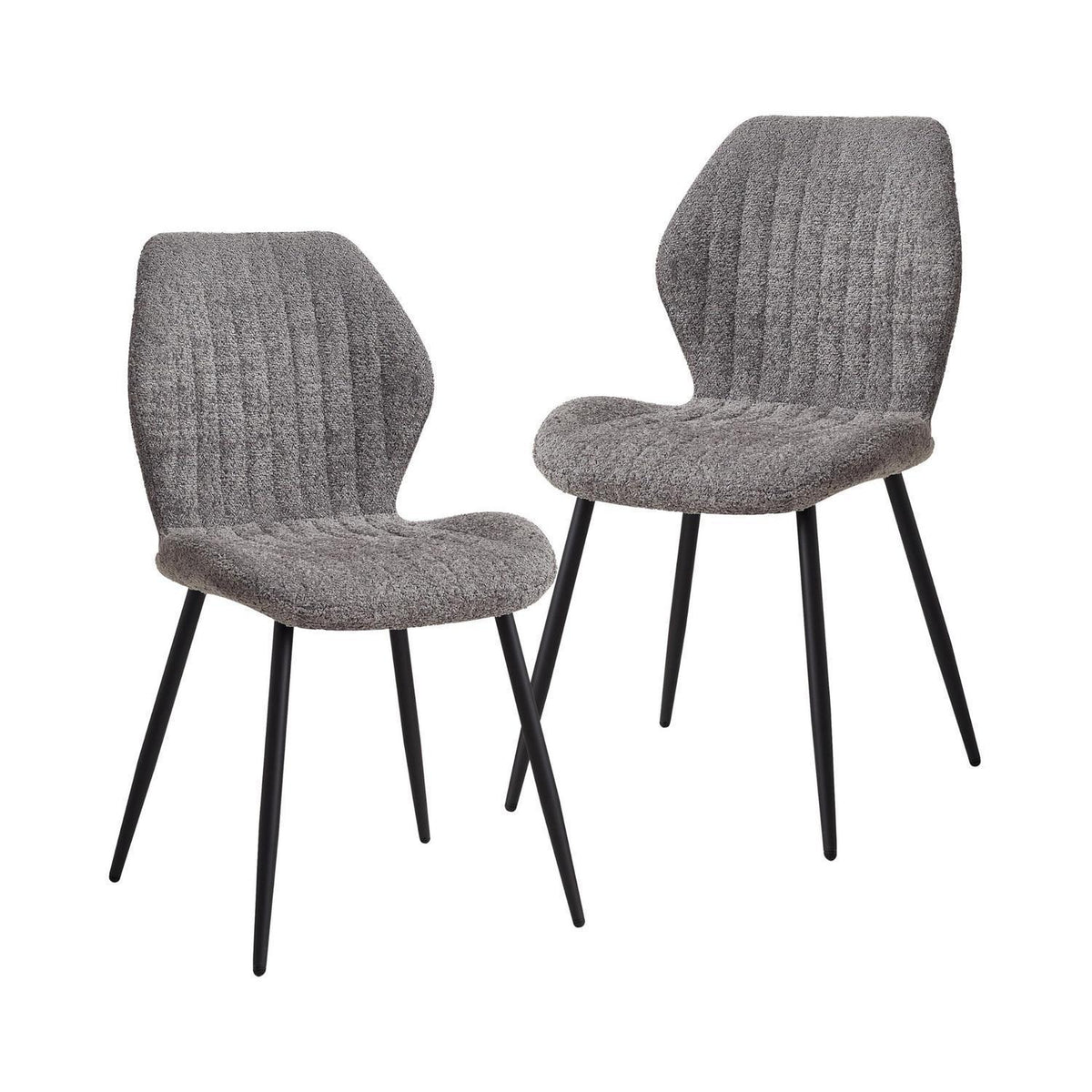 2er Set Esszimmerstühle Grau, Moderne Polsterstühle mit Streifenmuster