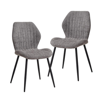 2er Set Esszimmerstühle Grau, Moderne Polsterstühle mit Streifenmuster