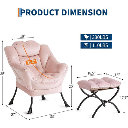 Loungestoel met Ottomanen – Comfortabele Leessessel Rosa Velvet