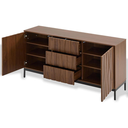 Sideboard Eiche dunkel - 150cm, 3 Schubladen & verstellbare Regale