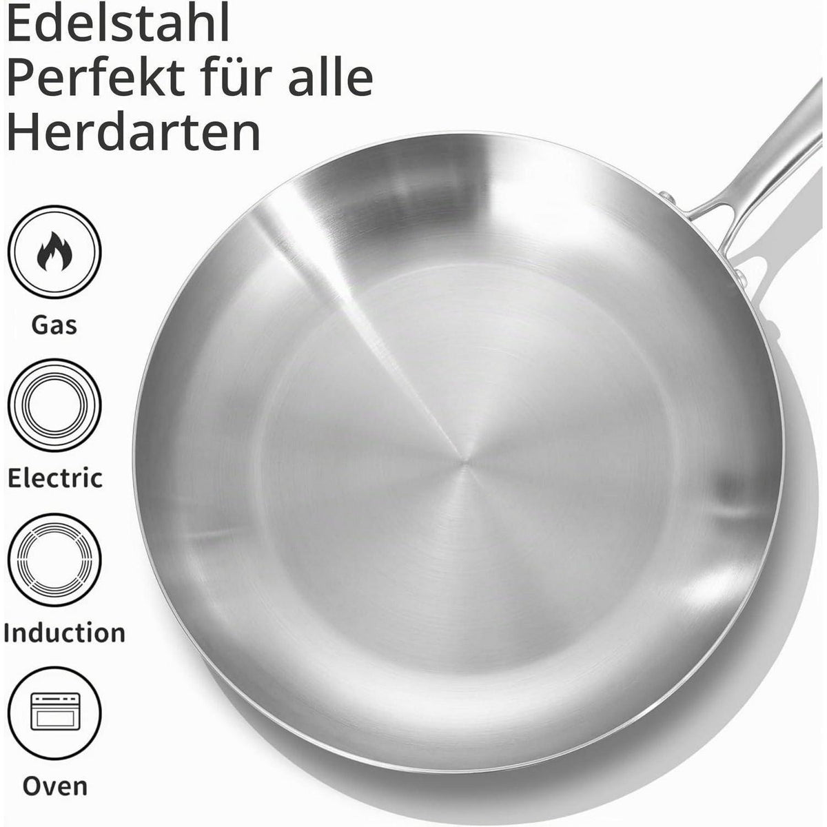 Edelstahl Pfannenset 5-teilig – Vielseitig & Ofenfest