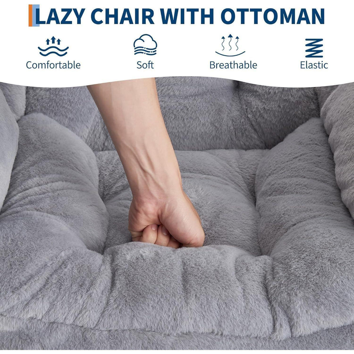 Lazy Chair mit Ottomane – Bequemer Lesesessel Hellgrau