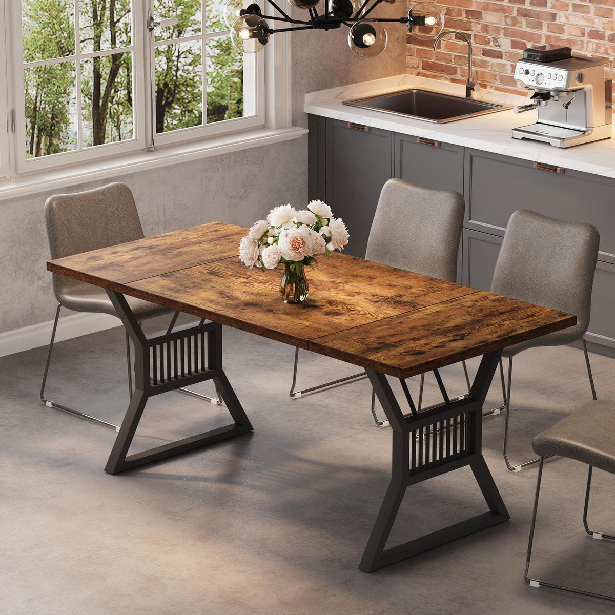 Esstisch 180 cm – Farmhouse Design, Metallbeine, Platz für 6-8 Personen