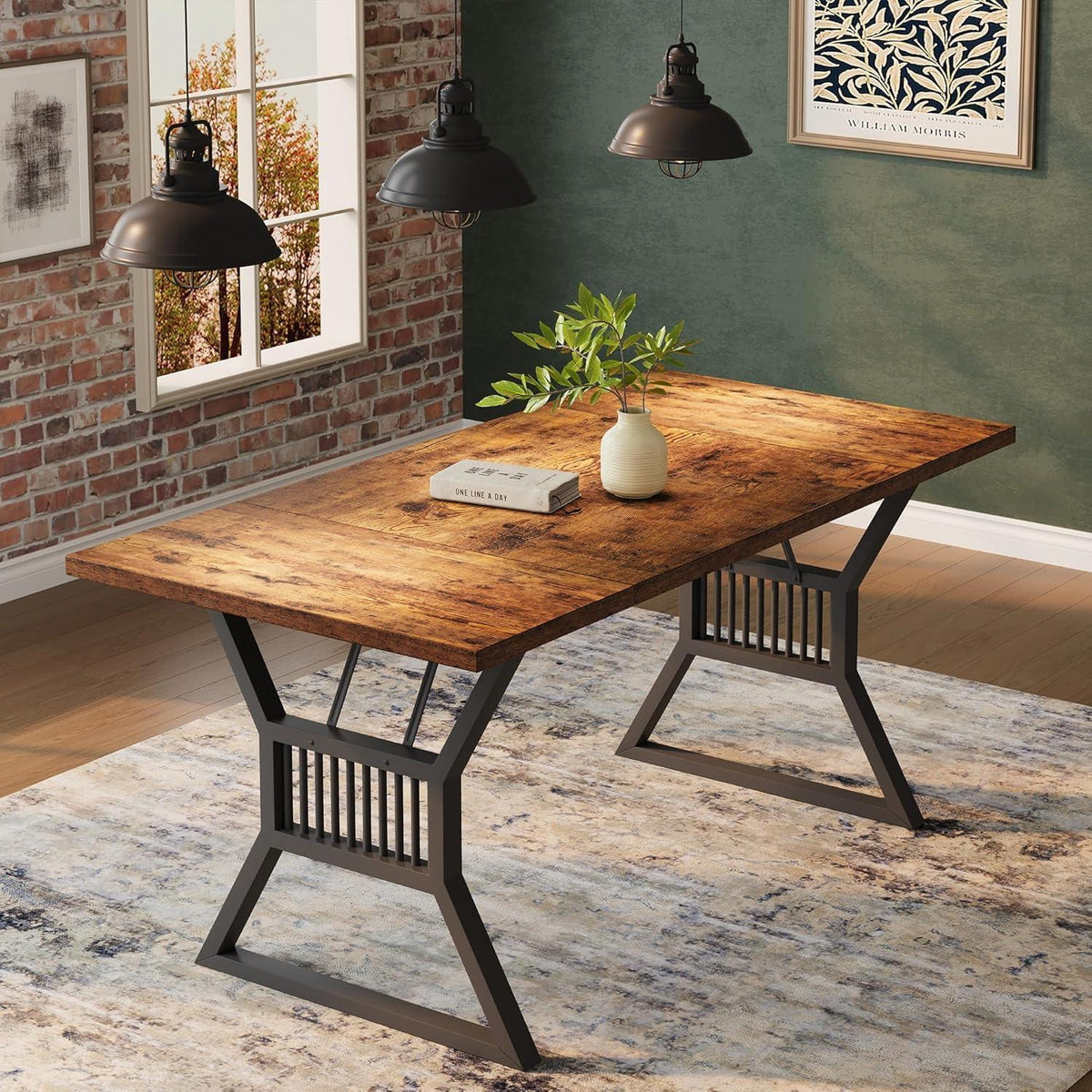 Esstisch 180 cm – Farmhouse Design, Metallbeine, Platz für 6-8 Personen