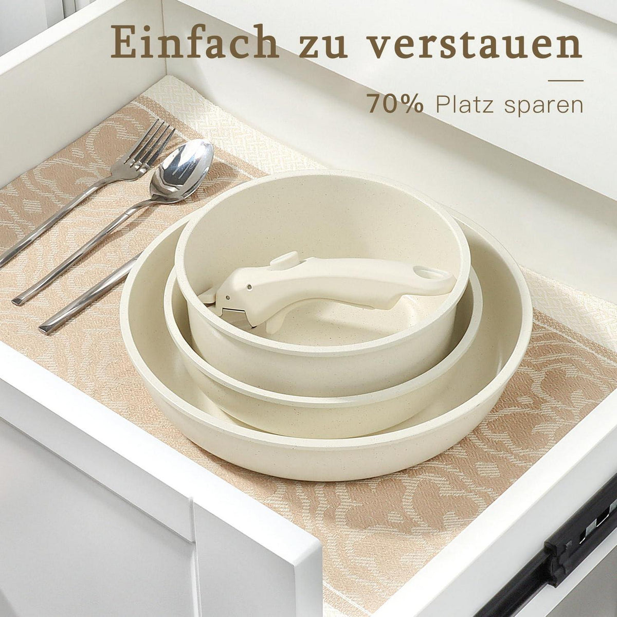 21-teiliges Granit Kochgeschirr Set mit abnehmbaren Griffen