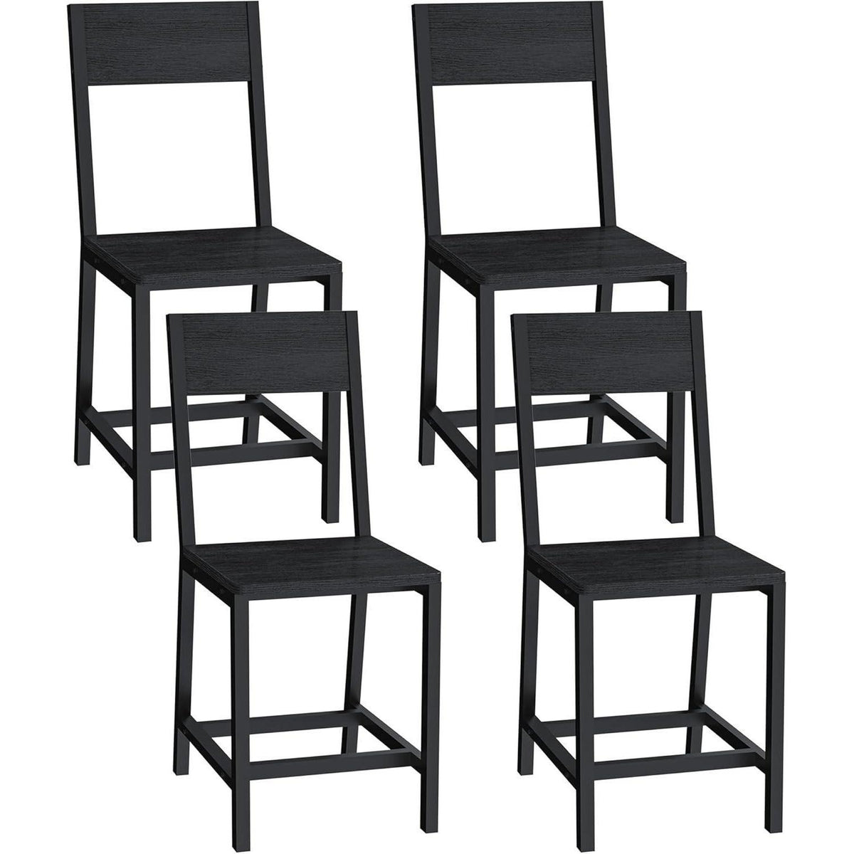 Esszimmerstühle 4er Set, Metallgestell, Schwarz
