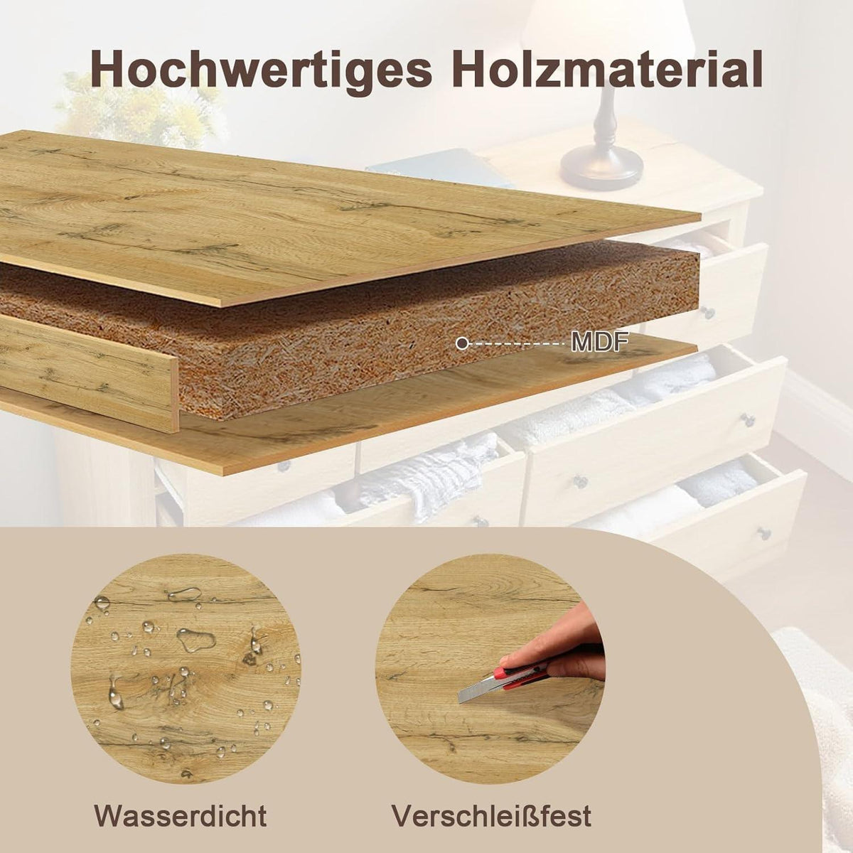 Kommode mit 7 Schubladen – Sideboard für Wohnzimmer & Schlafzimmer