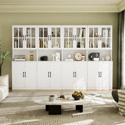 Bücherregal mit Glastüren & Arbeitsplatte – 180cm Hochschrank