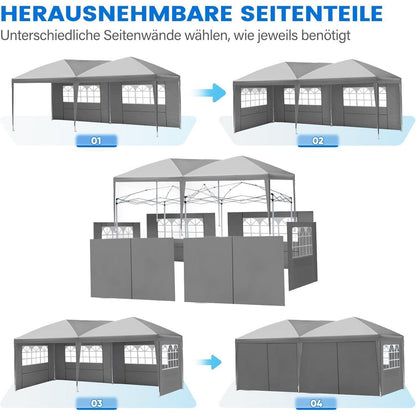 Faltpavillon 3x6m wasserdicht – Partyzelt mit Seitenwänden