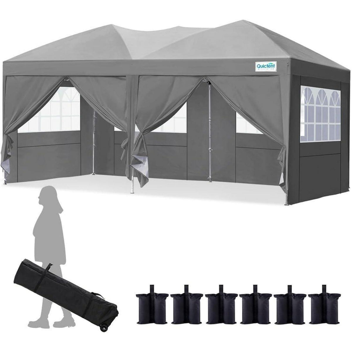 Faltpavillon 3x6m wasserdicht – Partyzelt mit Seitenwänden