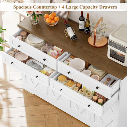 Sideboard mit Schubladen & Regalen – Weiß & Braun
