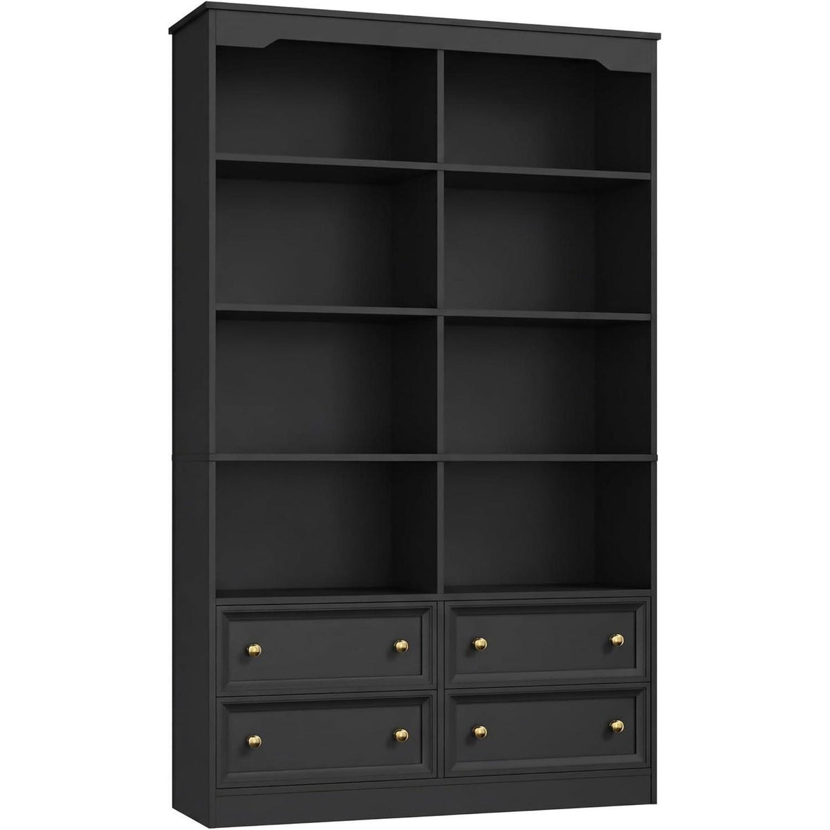 Bücherregal 180 cm mit 4 Schubladen & 8 Fächern – Schwarz