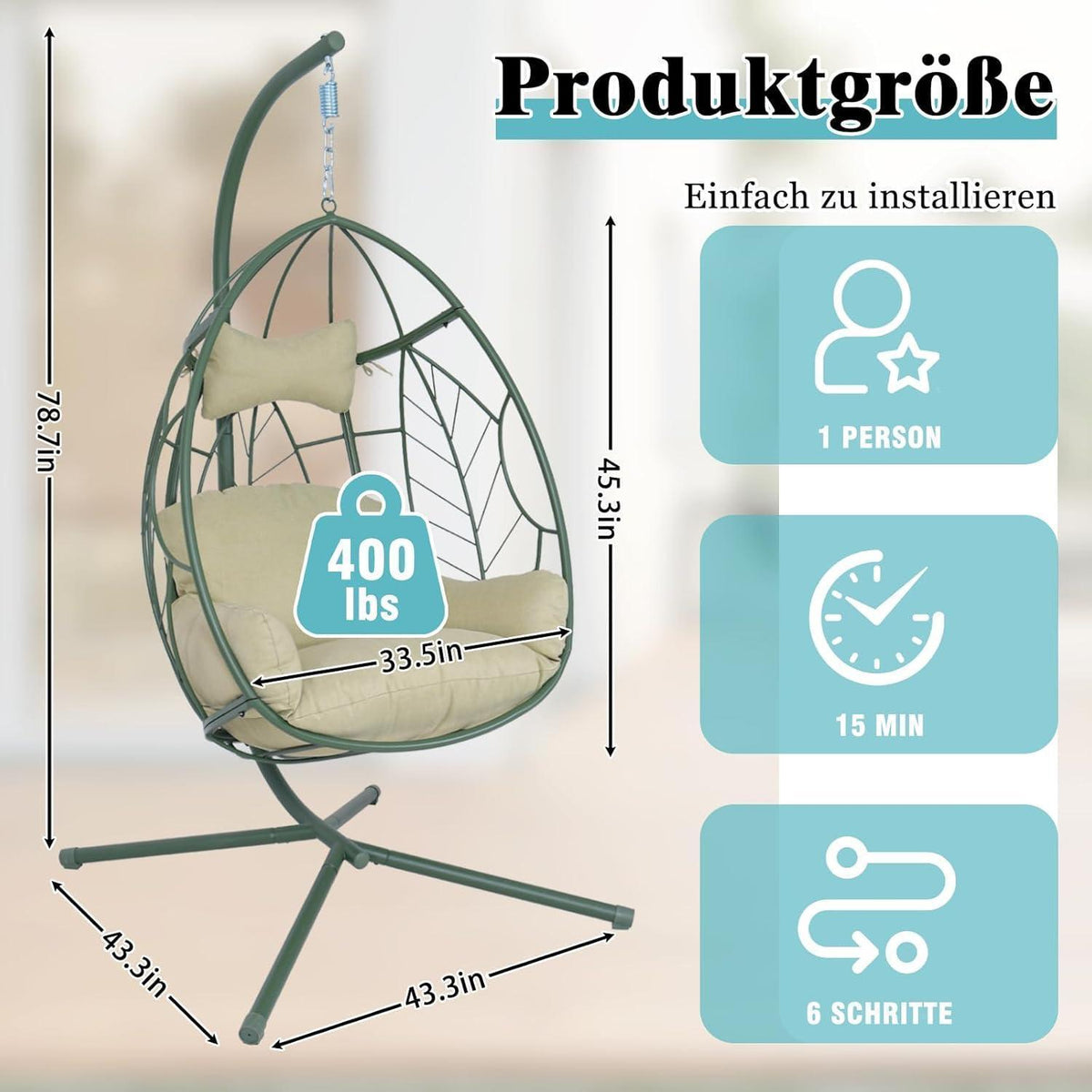 Hängesessel mit Gestell – Bequemer Egg Chair für Garten & Wohnzimmer