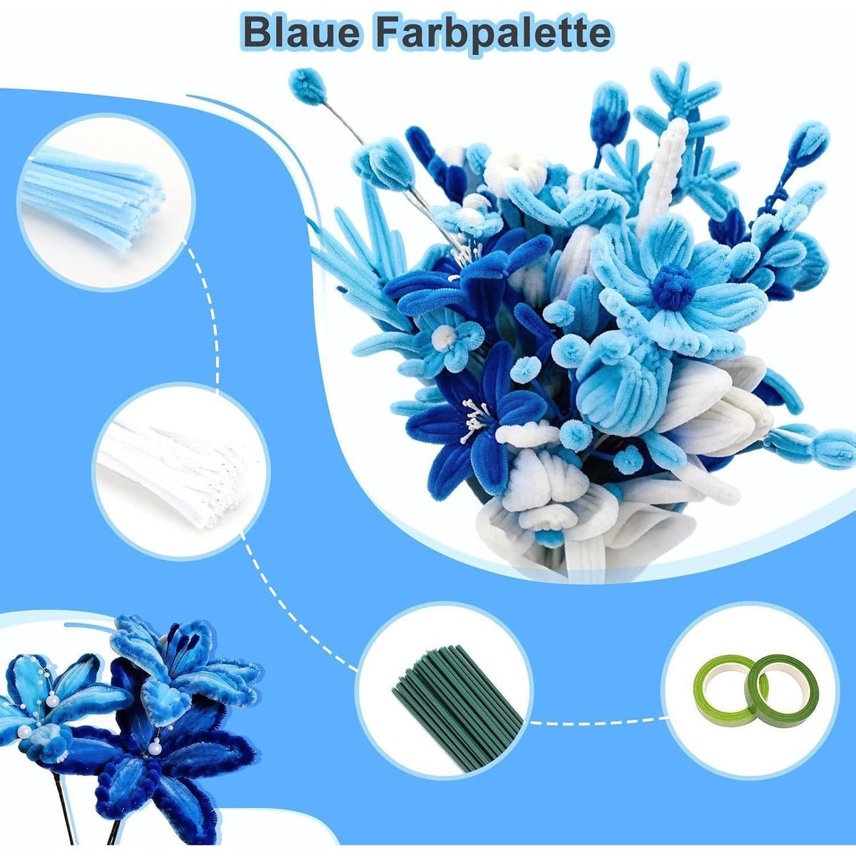 800 Pfeifenreiniger Blumen Set | Basteln, Valentinstag, Weihnachten